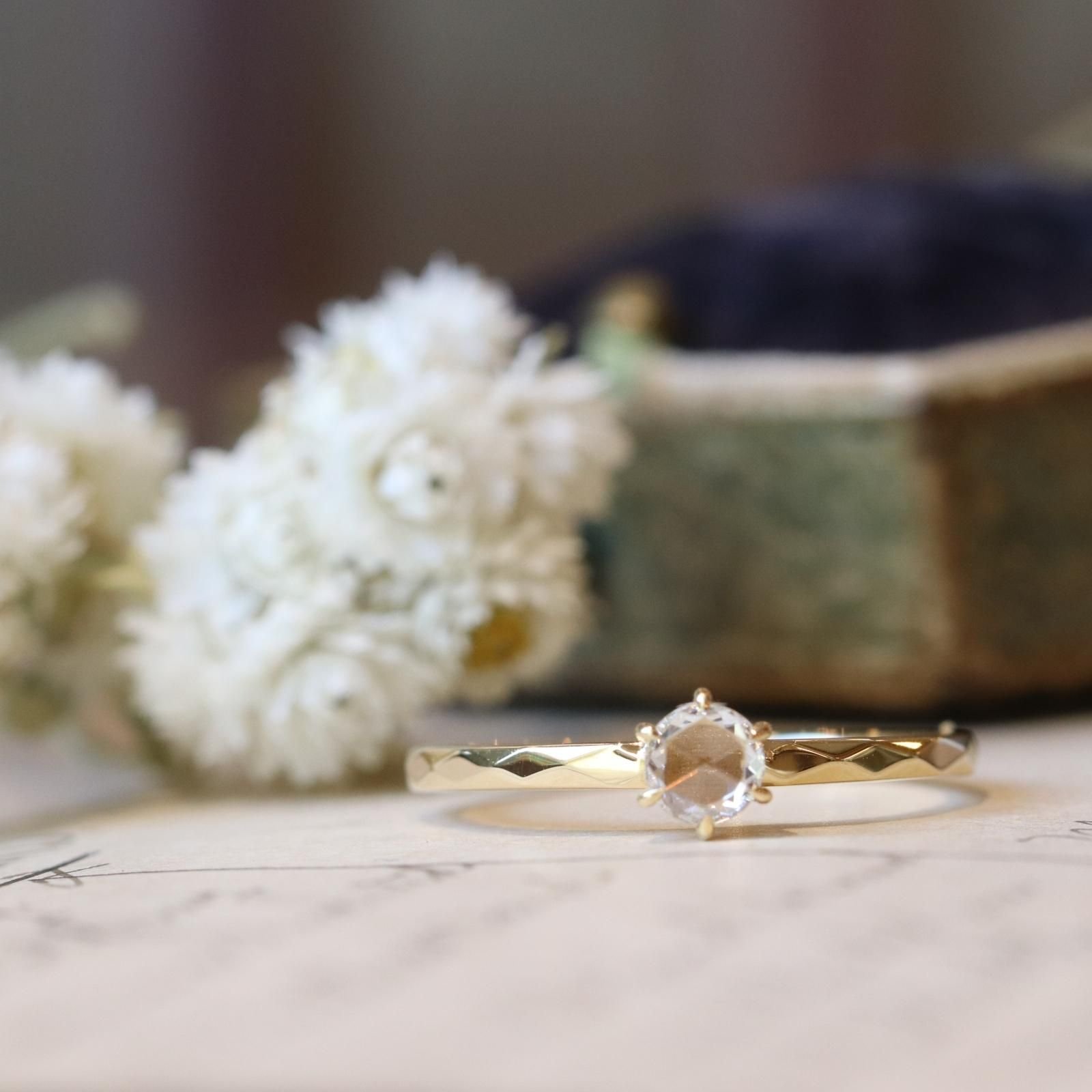 Garden】K18YGローズカットダイヤモンドリングrose