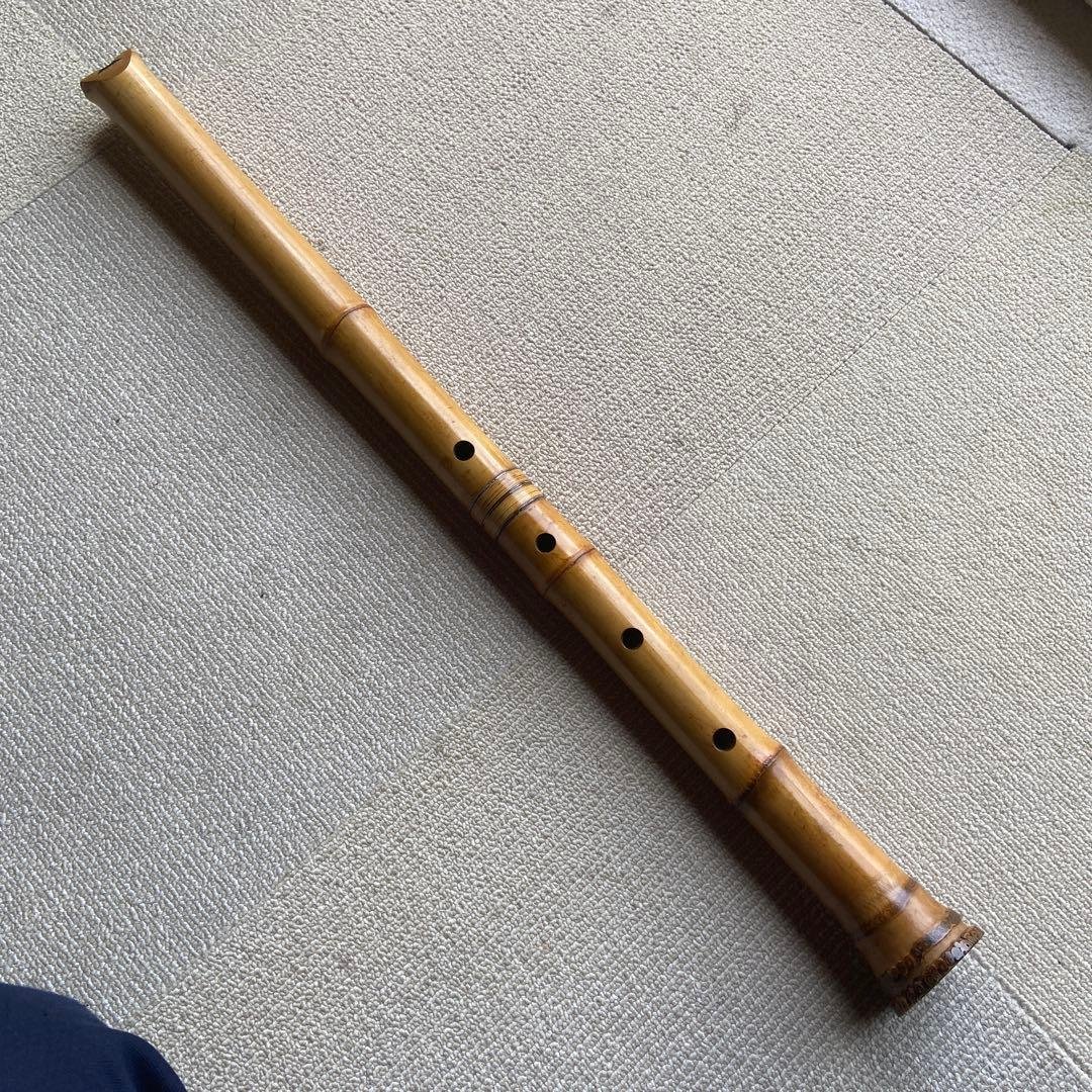 225 尺八本体 ニ尺一寸管　竹治銘竹製 5穴