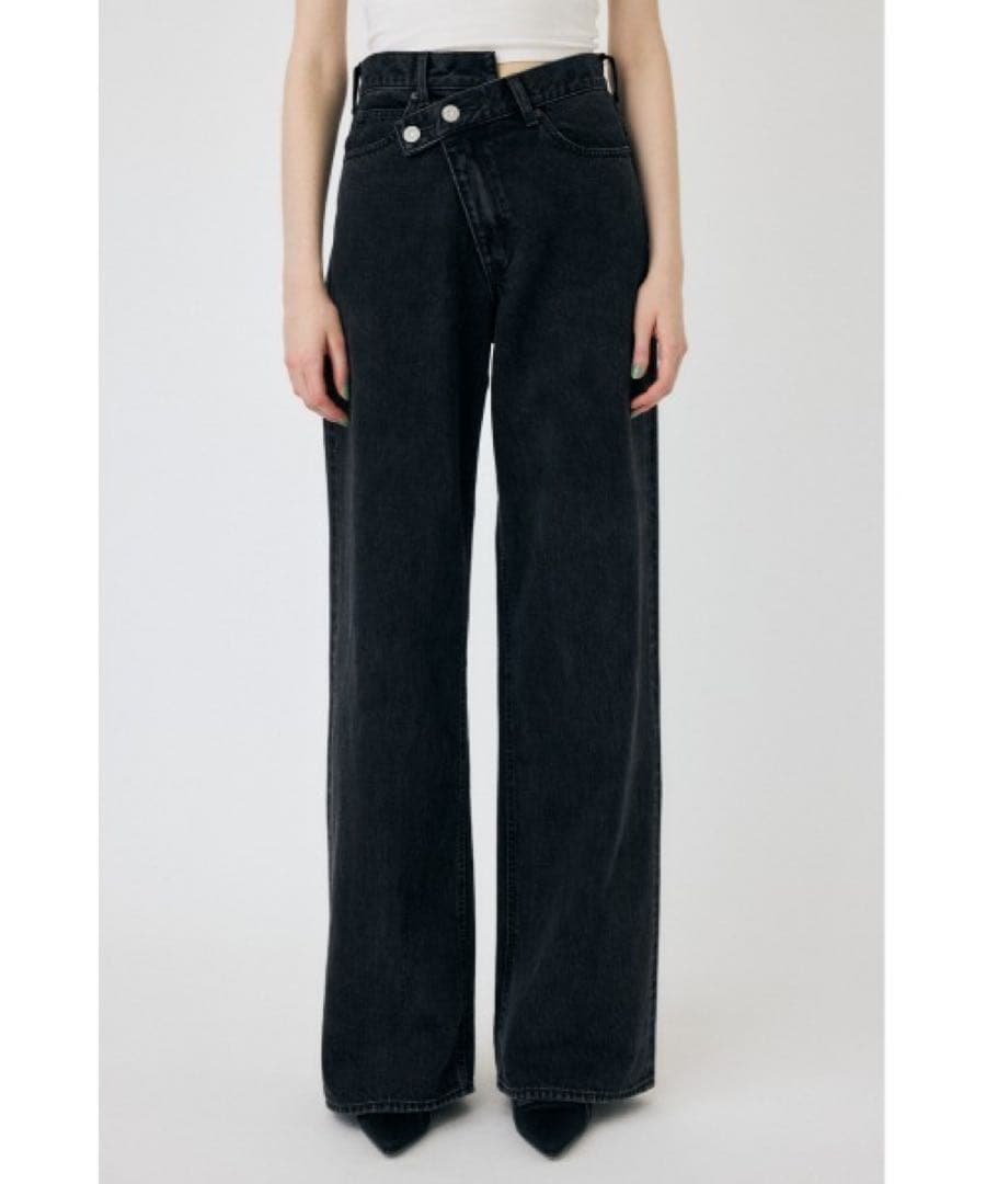 moussy クロスウエストワイドストレートデニム　ブラック